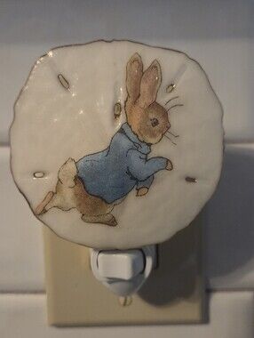 Beautrix Potter Bunny Handcrafted On A Sand Dollar Nite Light